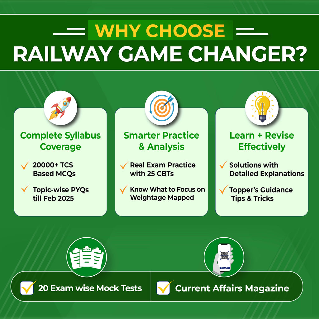 Railway Game Changer Maths, General Awareness, Reasoning PYQ Combo Set of 3 Books For 2026 Exams | 20000+ TCS MCQ | Chapter, Topic & Exam-wise Past Year Questions