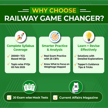 Railway Game Changer Maths, General Awareness, Reasoning PYQ Combo Set of 3 Books For 2026 Exams | 20000+ TCS MCQ | Chapter, Topic & Exam-wise Past Year Questions