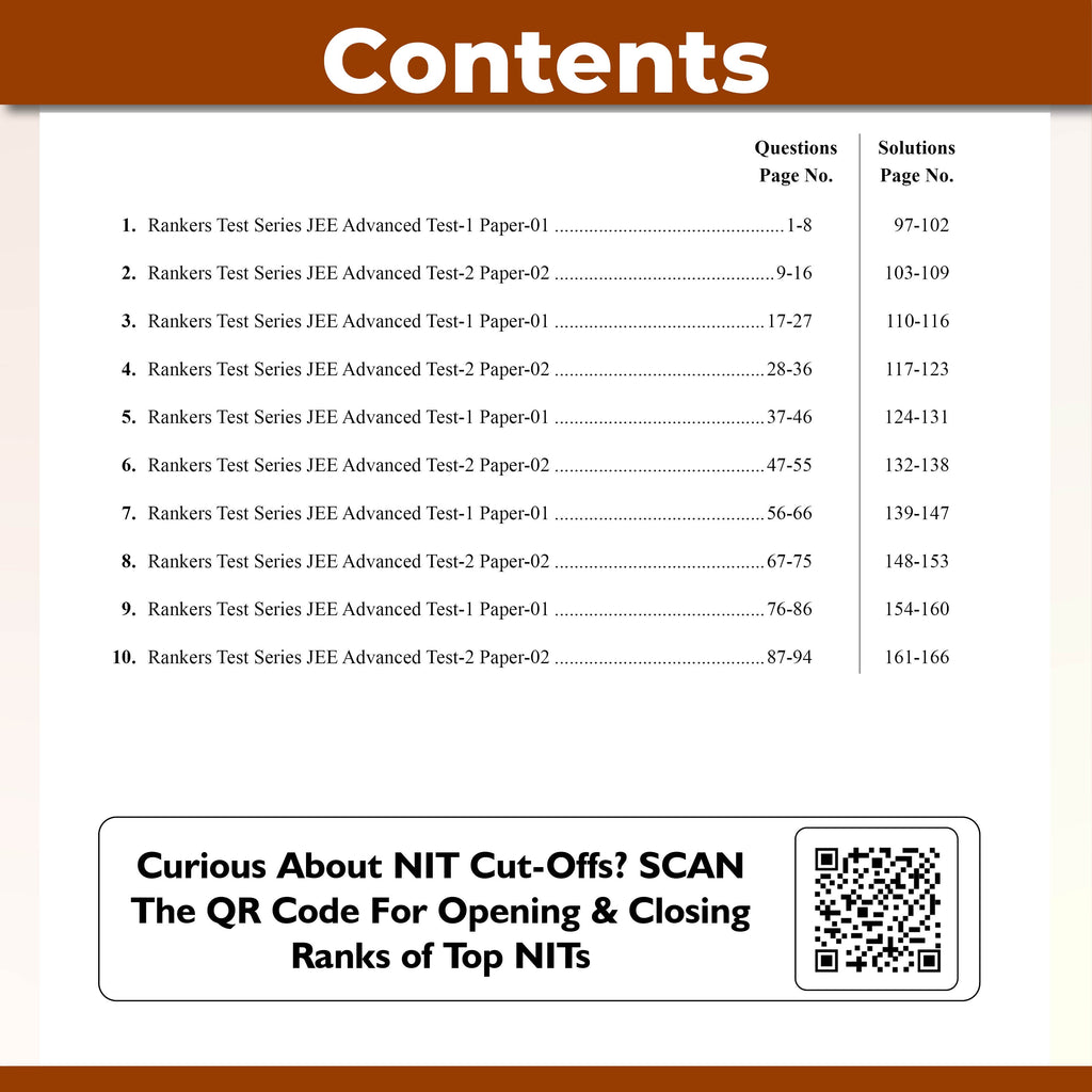 JEE Advanced Rankers Test Series 2026 As Per Latest Exam Pattern | 10 Mock Test (5 Paper I + 5 Paper II) | Elaborated Solutions with College Cutoff and Past Year Paper Analysis