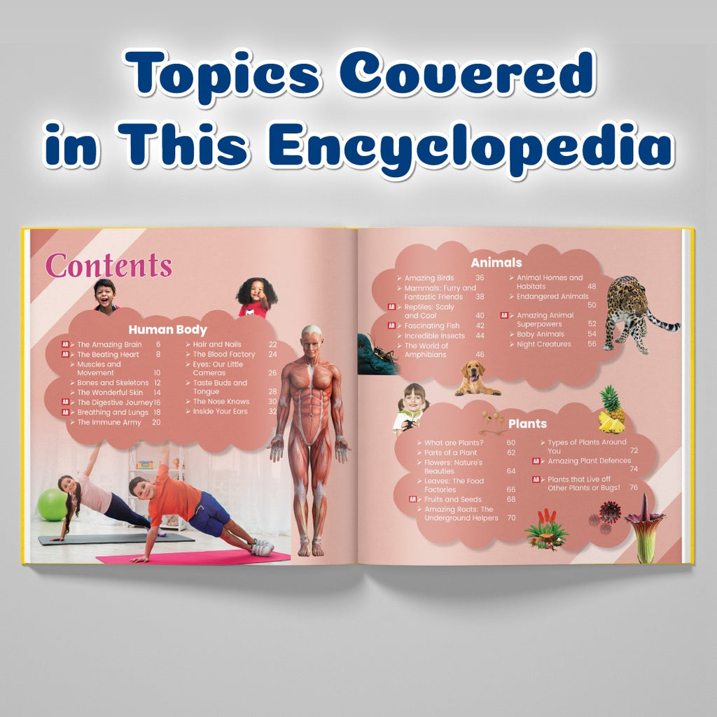 First Encyclopedia Life on Earth with AR (Augmented Reality) - Human Body, Animals & Plants For Kids, Early Learning Activity Book, Encyclopedia For Kids