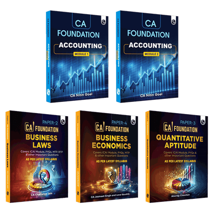 CA Foundation Accounting Vol 1 & 2- CA Nitin Goel, Business Law - CA Chaitanya Jain, Business Economics- Love Kaushik & CA Jasmeet Singh, Quantitative Aptitude- Anurag Chauhan Combo Set of 5 Books For 2026 Exams