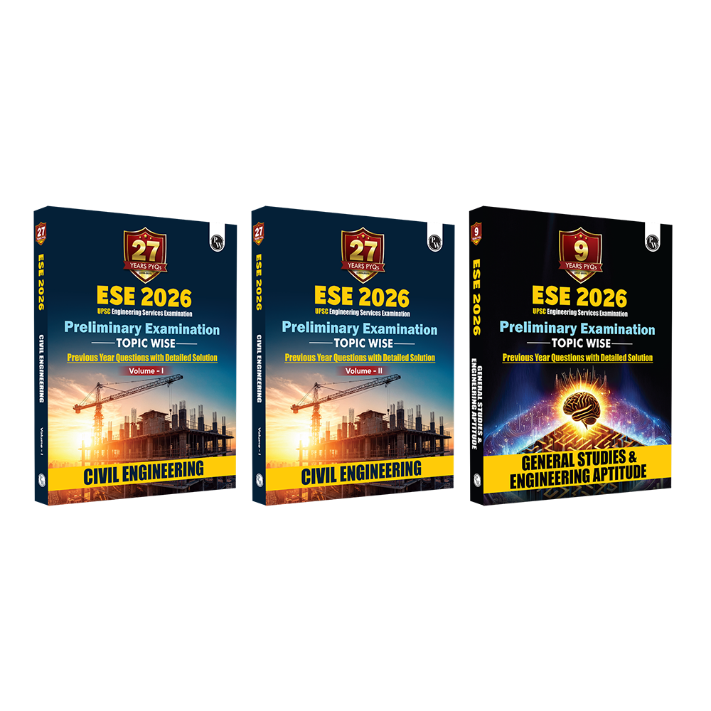 UPSC ESE Topicwise Previous Years Solved Questions Civil Engineering Preliminary Examination Volume 1 & 2 and General Studies & Engineering Aptitude Combo Set of 3 Books for 2026 Exams