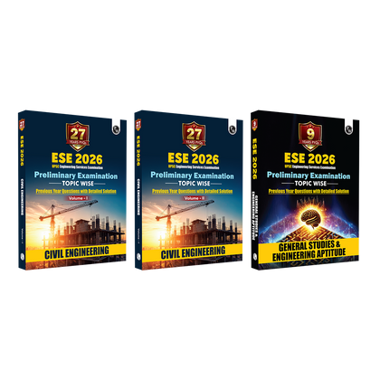 UPSC ESE Topicwise Previous Years Solved Questions Civil Engineering Preliminary Examination Volume 1 & 2 and General Studies & Engineering Aptitude Combo Set of 3 Books for 2026 Exams
