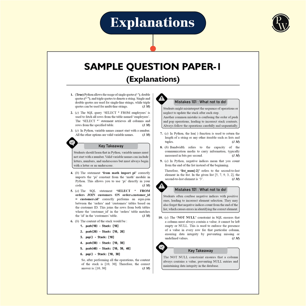 CBSE 11 Sample Question Papers Class 12 Computer Science for 2025 Exam | PYQ 2024, CBSE SQP & CBSE Practice Questions
