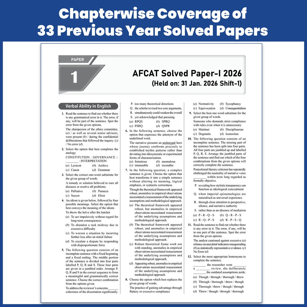 PW AFCAT 33 Previous Years’ Solved Papers (2011 to Aug 2026) and SSB Foundation Complete Guide By Ex-GC Nakul Arya Sir Combo Set of 2 Books For 2027 Exam