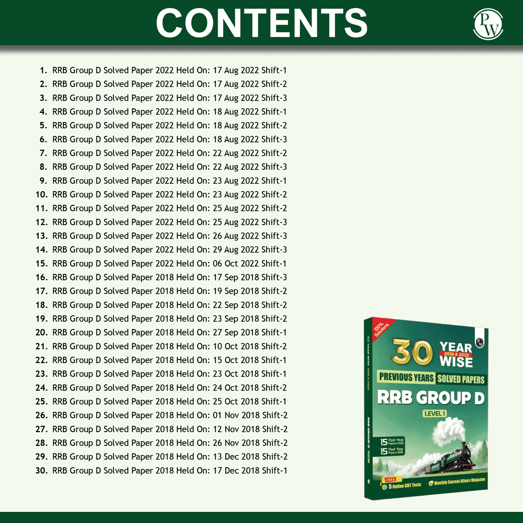30 RRB Group D Level 1 Previous Years Solved Papers (2018 & 2022) with 5 Online Mock Tests For Exam 2024-2025 | Yearwise PYQs | Fully Solved | English Edition