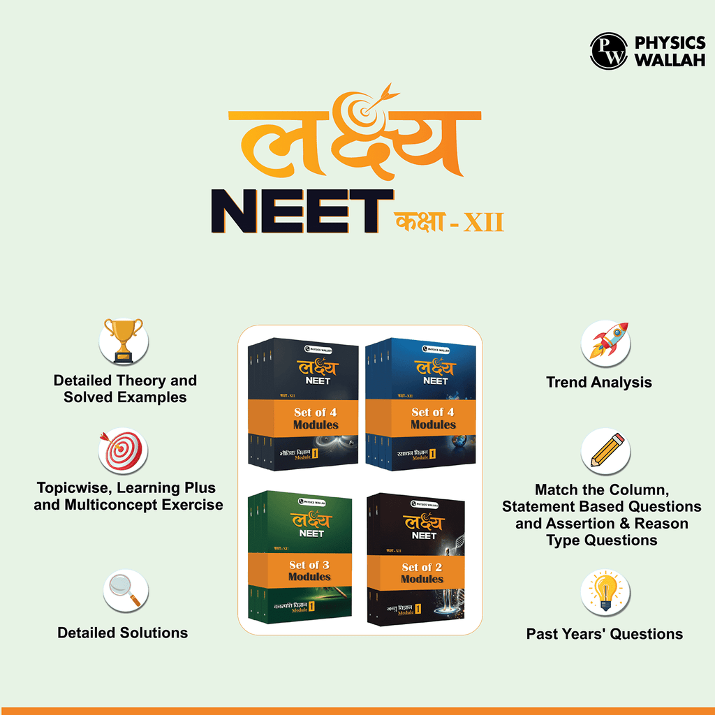 Lakshya For NEET Hindi Edition Class 12 Physics, Chemistry, Botany and Zoology Modules with Solutions & 30 OMR Sheets Combo Set of 13 Books (2025 Edition)