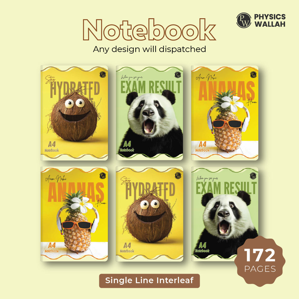 PW 172 Pages A4 Notebook | Single Line Interleaf set of 6 | Ruled Notebook for School, College & Office Use | Smooth Paper | Durable Cover