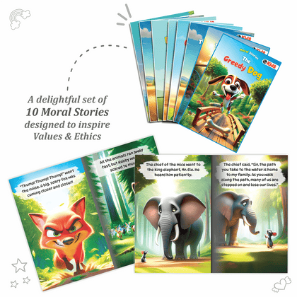Moral Story Books and 100+ Activities Based on Moral Stories For Kids (Set of 11 Books) with 3D Animated Images | Educational Story and Activity Books For 3+ Years Old