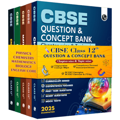 VP-Live CBSE Question and Concept Bank (QCB) Class 12 Mathematics, Physics, Chemistry, Biology, English Core, Combo Set of 5 Books For 2025 Board Exams