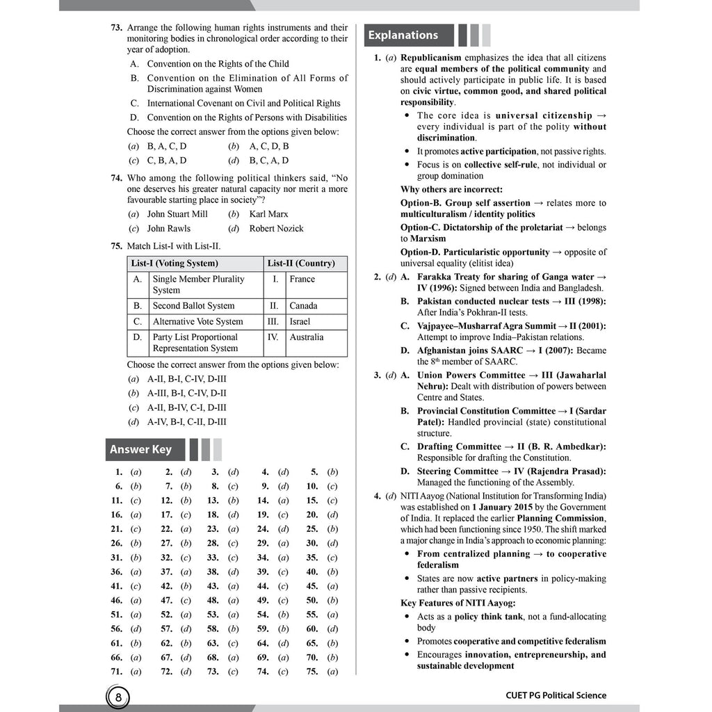 CUET PG Political Science Concept Theory and 6 Years PYQ Book (2026-2021) | Ideal for JMI, BHU, DU, & Other Central & Universities