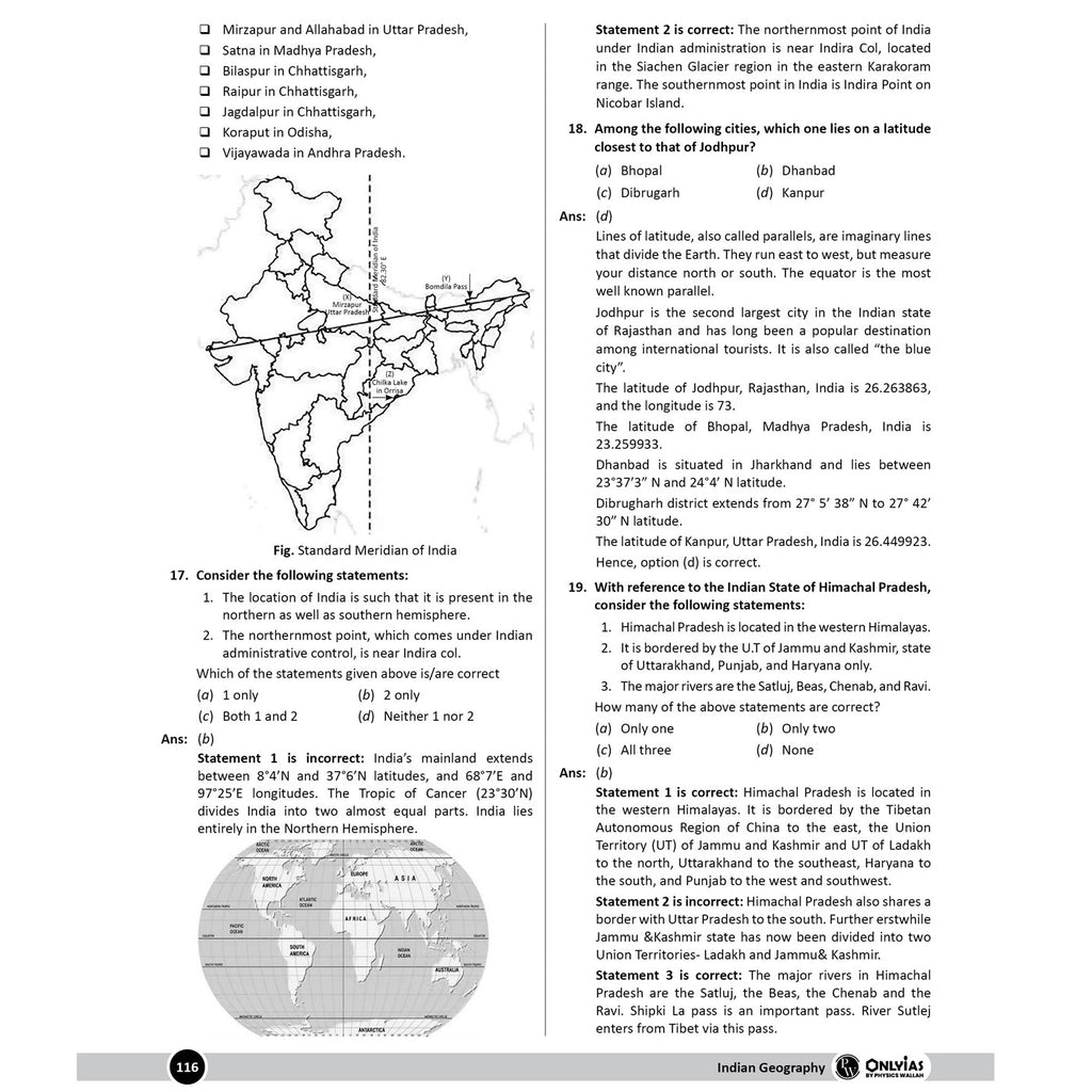 PW UPSC Mission Prelims Geography Chapterwise Topicwise Question Bank | 700+ Handpicked Questions & Important Topics Covered with Detailed Explanation