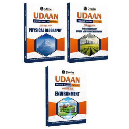 UDAAN (Prelims Wallah Static) Physical Geography, Indian Geography, Human & Economic Geography, Environment Combo Set of 3 Books For 2025 Exams | Quick and Comprehensive Revision Series