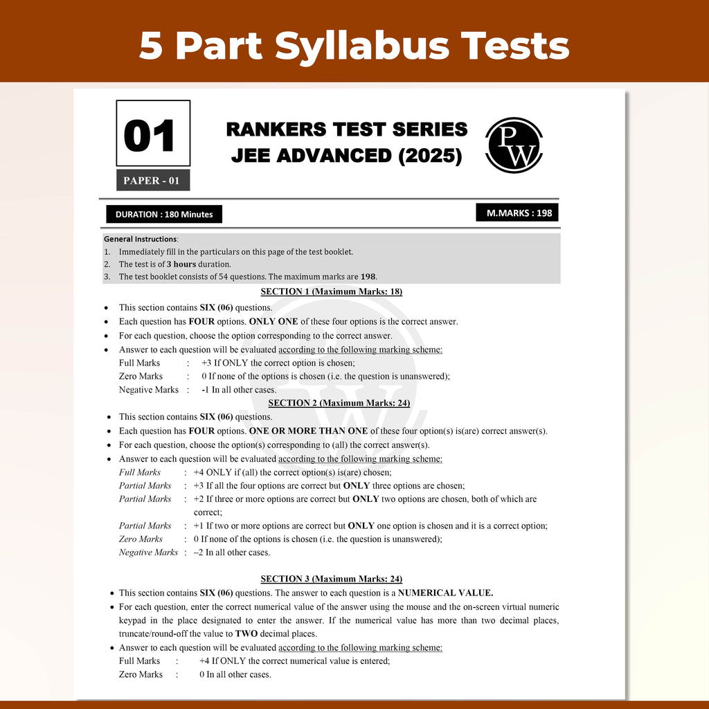 JEE Advanced Rankers Test Series 2026 As Per Latest Exam Pattern | 10 Mock Test (5 Paper I + 5 Paper II) | Elaborated Solutions with College Cutoff and Past Year Paper Analysis