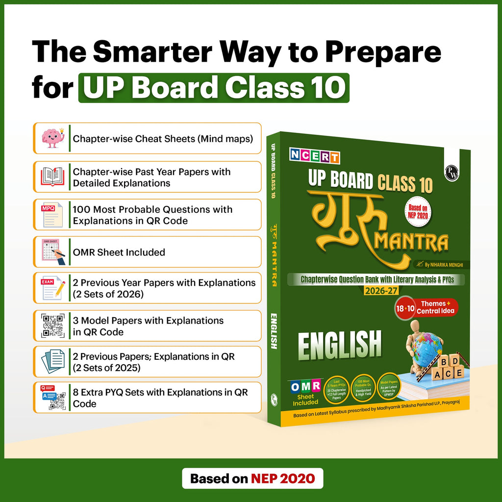 PW UP Board Class 10 Question Bank English Guru Mantra By Niharika Menghi Mam For 2026-27 Exam | NEP 2020 | Chapter-wise NCERT Exercises with Literary Analysis & PYQs