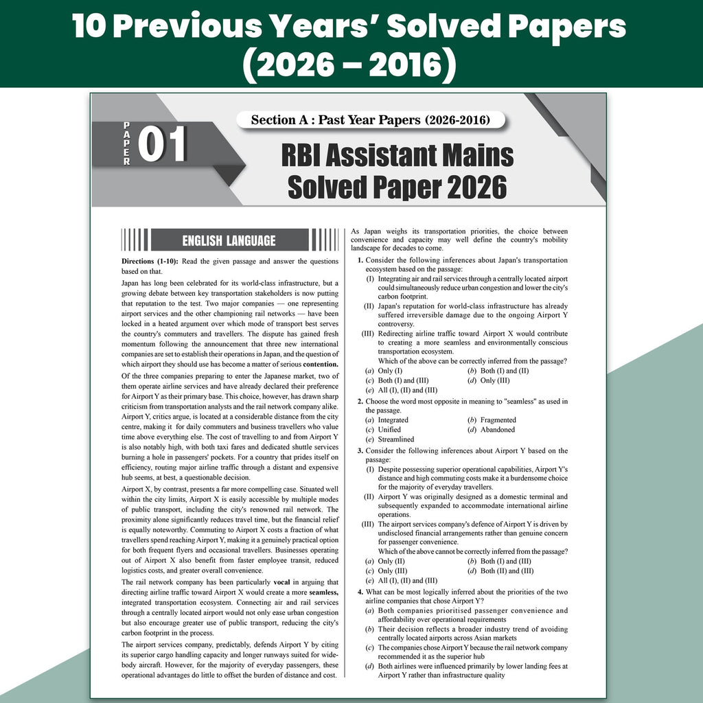 All In One RBI Assistant Prelims & Mains Exams 2027 | Chapterwise Theory & Exercise with 10 Past Year Papers (2026 – 2016) | 4000+ Practice Questions | 15 Online Mock Tests
