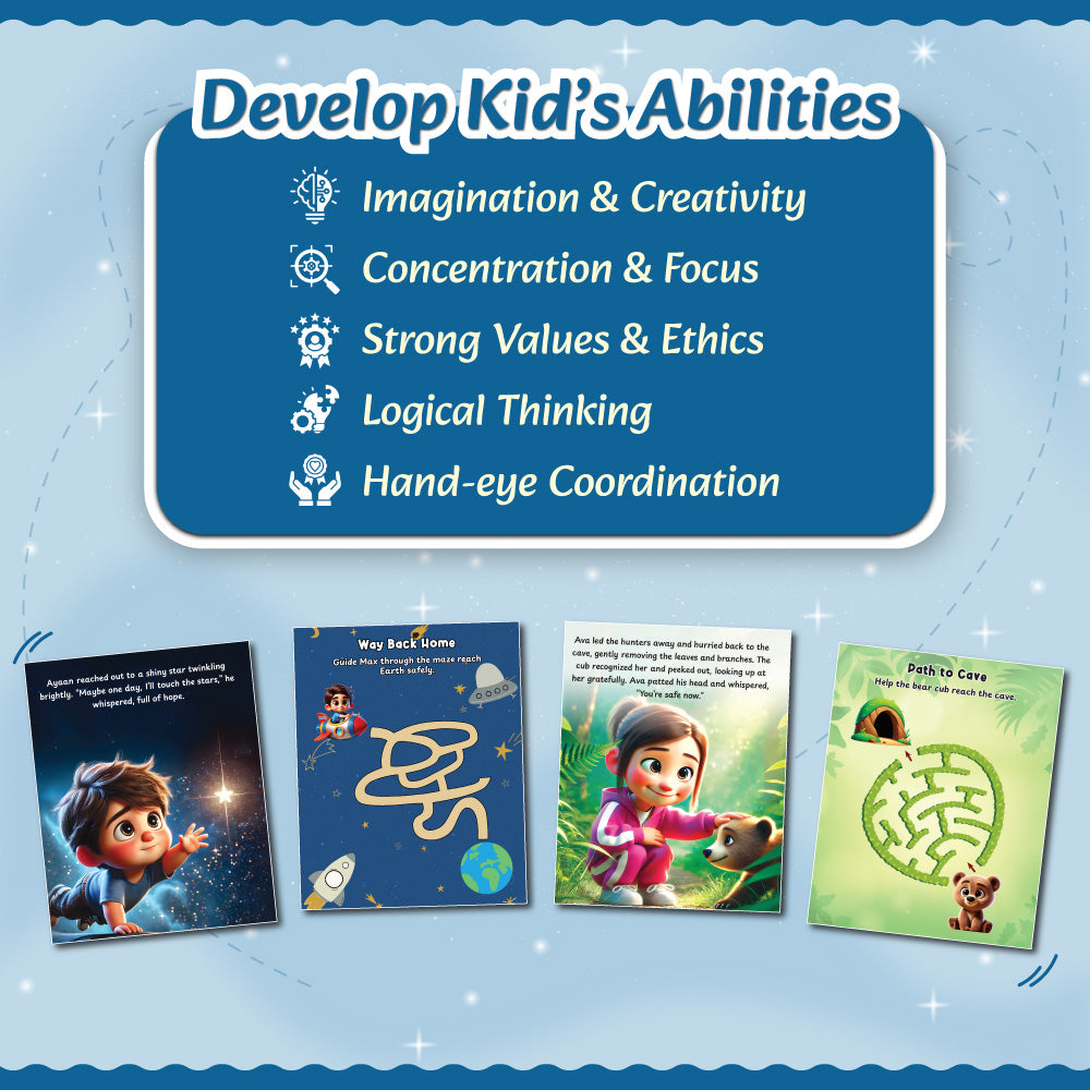 Adventure Story & Activity Books For Kids | Theme Based Set of 4 Books with Stickers For 4+ Years Old | Imaginative Stories with Colourful Pictures in English For Growing Kids