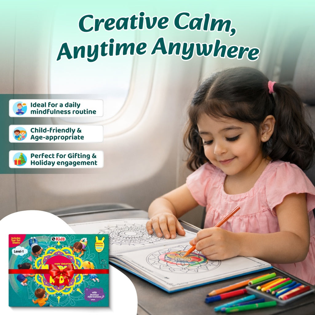 Mandala Art Coloring Book For Kids Level-1 | Copy Coloring Book with Tear Out Sheets, Mandala Sticker Set & Positive Affirmation, Improving Concentration & Creativity | Thoughtful Gift for Kids