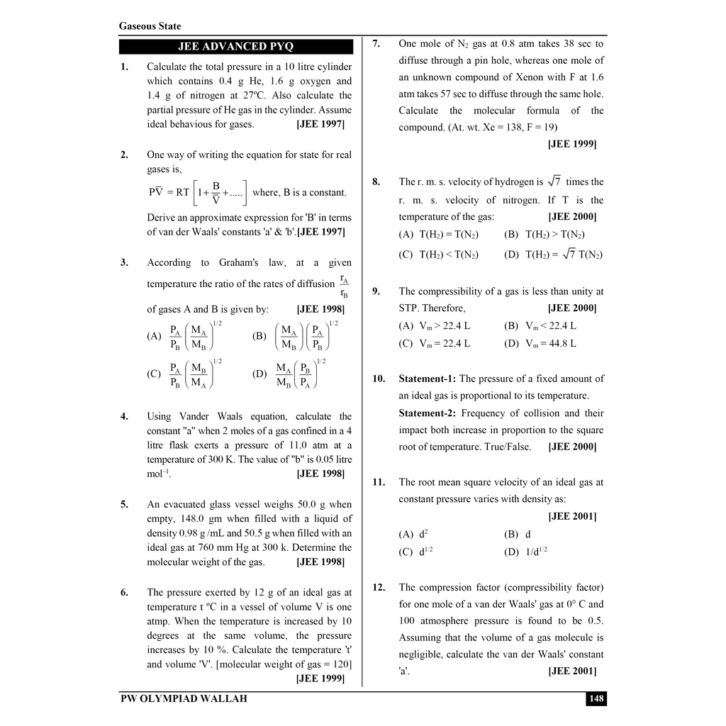 Olympiad Wallah NSEC Class 11 Advanced Chemistry (Part 1) For 2026 | For NSEC, INChO & IChO Exam | Expert Crafted Content | PYQ, Practice Questions, Detailed Solutions