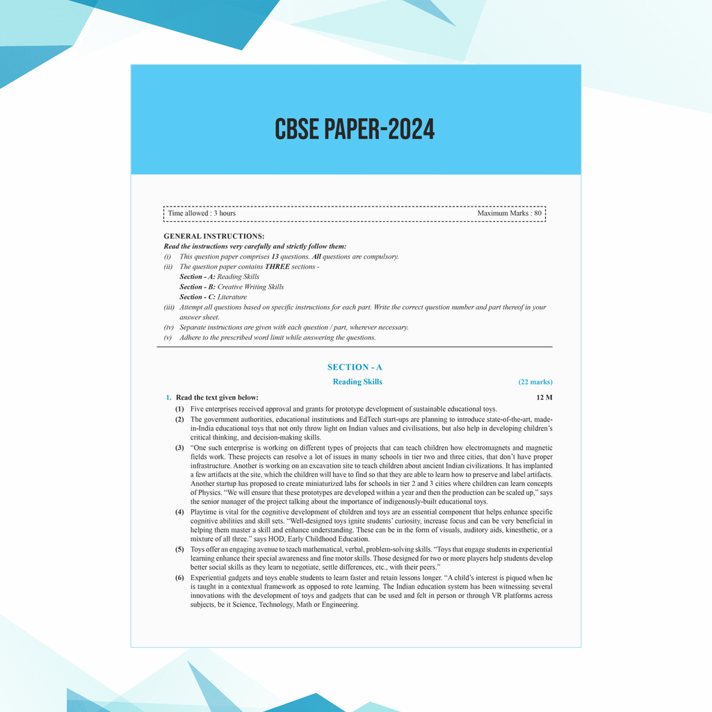 CBSE Question & Concept Bank (QCB) Class 12 English 2024 - 2025 Core Chapter-wise and Topic-wise Solved Questions