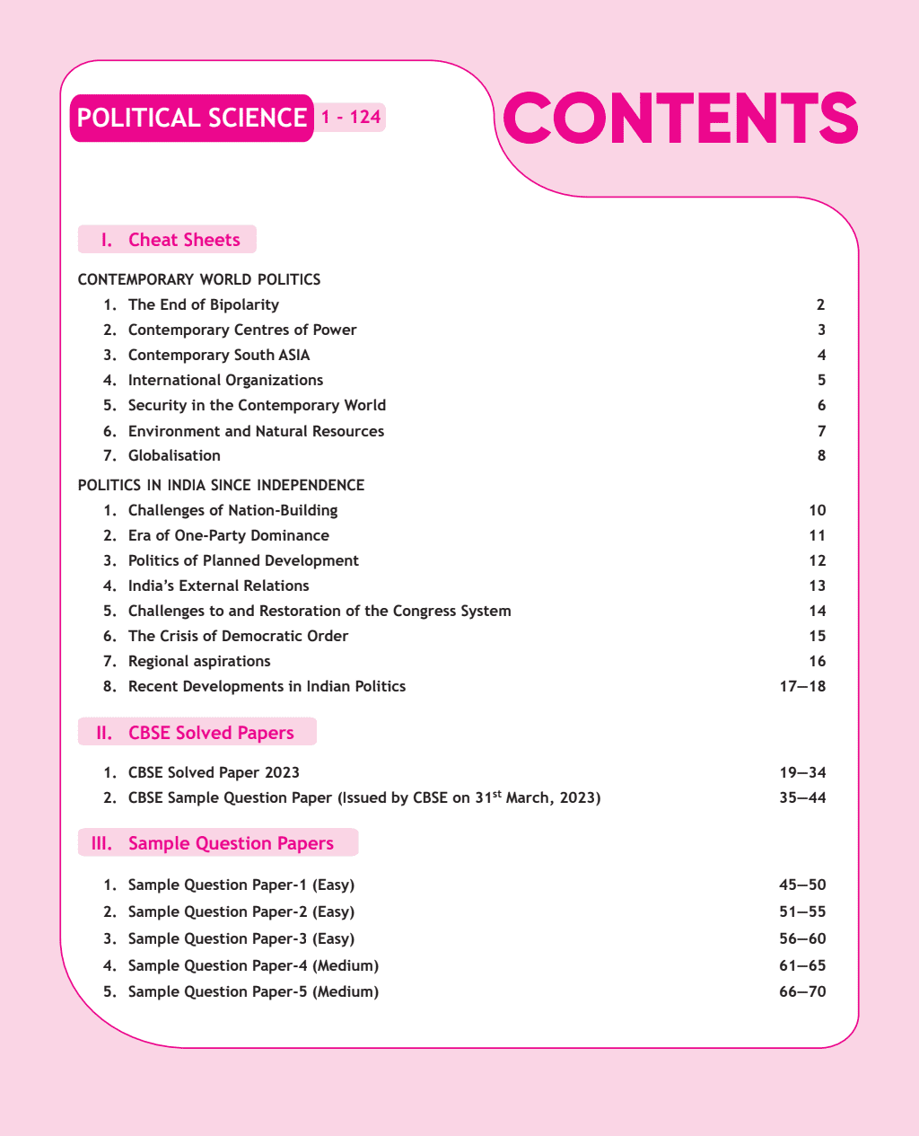 CBSE 11 Sample Question Papers Class 12 Political Science for 2024 Exam (Mock Test Paper) Adhering to Competency - Based Learning | Embedded Videos and Cheat Sheet for Revision | PYQ 2023 Solved Paper