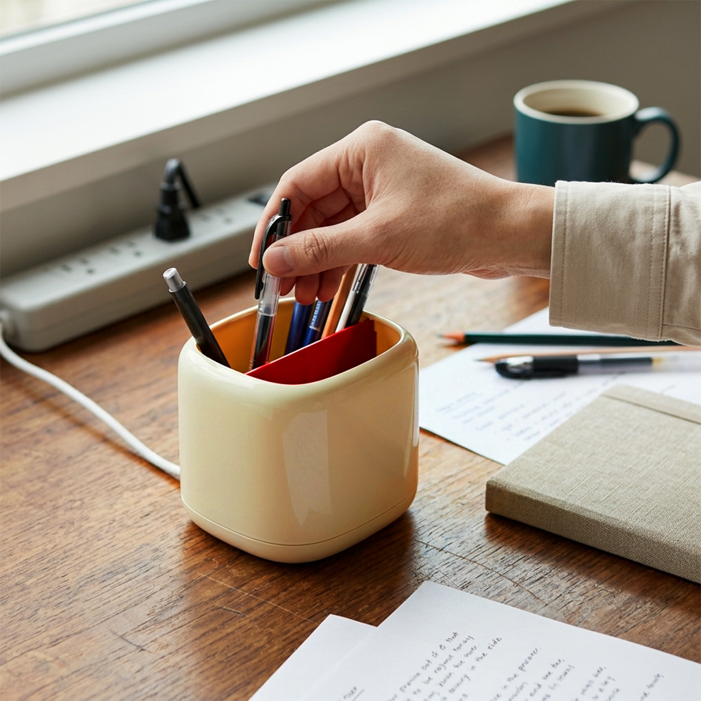 Study Desk Organizer | Writing Essentials Holder & Pen Stand for Students (Eyes)