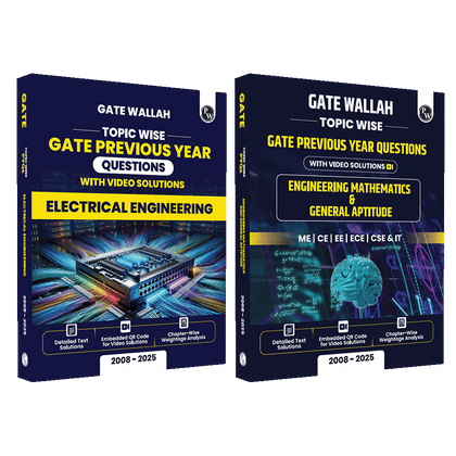 GATEWALLAH Electrical Engineering and Engineering Mathematics & General Aptitude Combo Set of 2 Books Topicwise Previous Years Solved Questions with Video Solutions For 2026 Exams