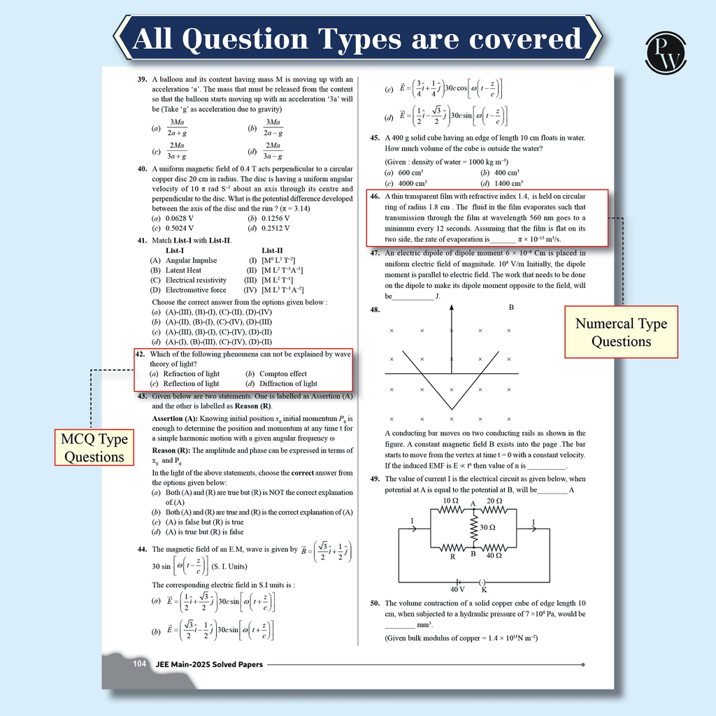 JEE MAIN 2025 January Session 1 (22 -29 Jan) 10 Solved Paper with 5 Mock Test As Per Session 1 Paper l With Rank Predictor and Weightage Analysis