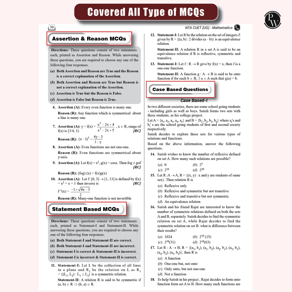 CUET (UG) Mathematics 2025 Chapterwise & Topicwise Question Bank with Past Year Questions (PYQs upto 2024) and Mock Tests l Chapterwise Revision Sheets