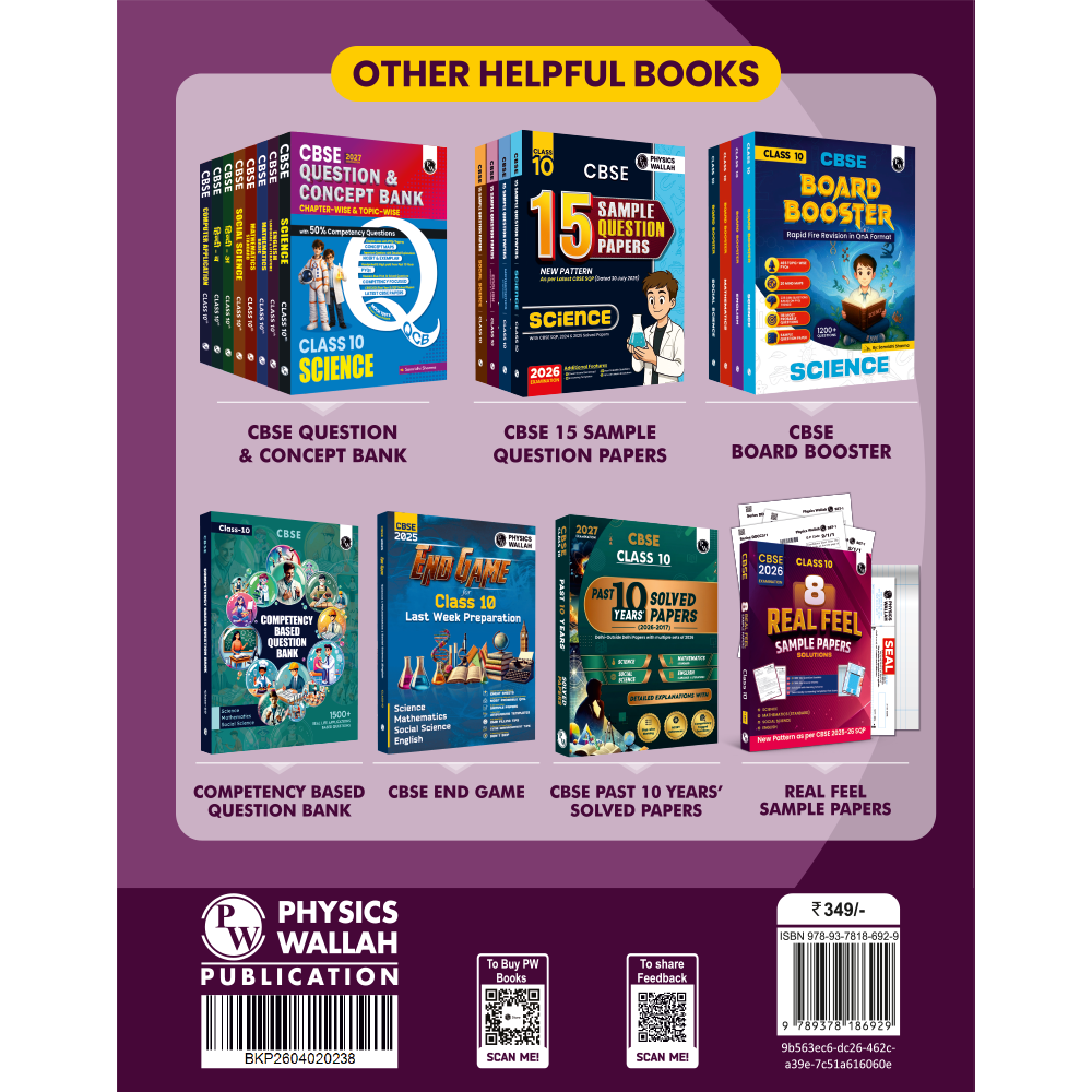 PW CBSE Class 10 English Language & Literature PYQ Chapter-wise, Topic-wise & Typewise 10 Years Solved PYQs (2026-2016) with 3 Multiple Sets of 2026 For 2027 Board Exams | Concept Maps, Competency Tagging