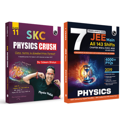 SKC Physics Crush Class 11 Handwritten Format Notes By Saleem Sir & JEE Main 7 Years All 143 Shifts Online Previous Years Solved Papers Chapterwise & Topicwise PYQs Combo