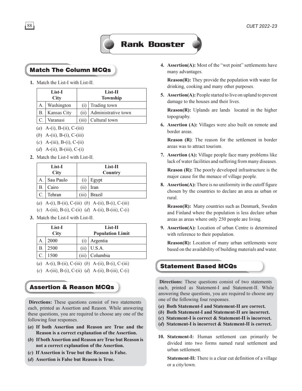 CUET (UG) Geography Chapterwise & Topicwise Question Bank (2023- 2024) with Complete NCERT Crux, Mock Test I For Central Universities Entrance Test 2024