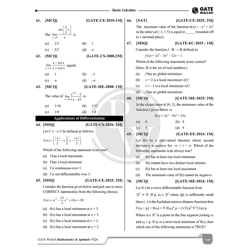 GATEWALLAH Engineering Mathematics & General Aptitude Topicwise Previous Year Solved Papers (2026 - 2008) with Video Solutions For 2027 Exams | Detailed Text Solutions