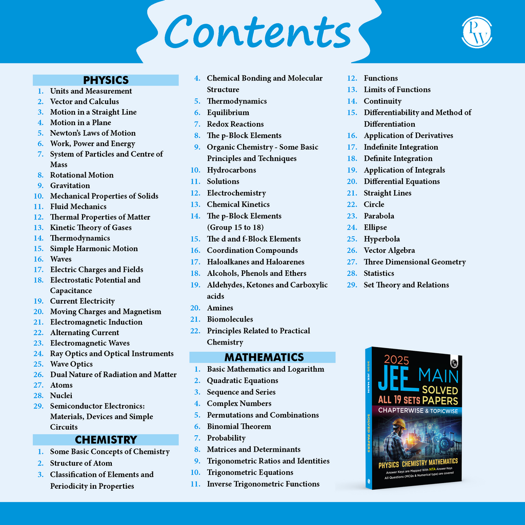 JEE Main 2025 Solved Papers All 19 Sets Chapterwise and Topicwise PYQs | Physics, Chemistry, Mathematics | Answer Keys are Mapped with NTA Answer Keys