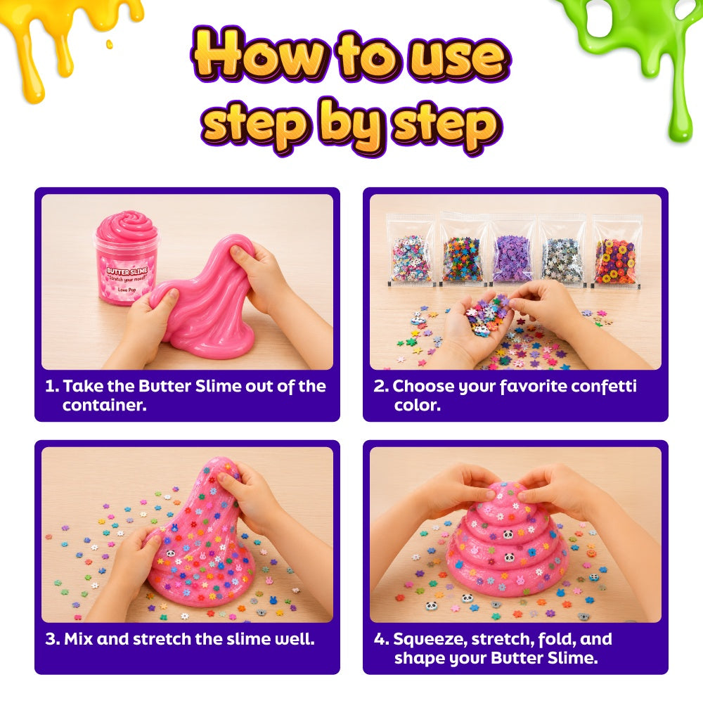 Scented Mini Butter Slime Kit for Kids with Charms, 3-10 Years, Pack of 8