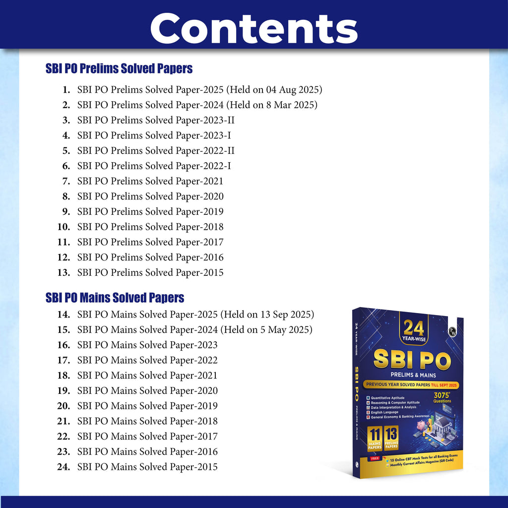 PW 24 SBI PO Prelims & Mains Previous Year Solved Papers (Till Sept 2025) with 15 Online CBT Tests For 2026 Exam | 3075+ PYQ Questions | Fully Solved