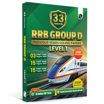 33 RRB Group D Level 1 Previous Years Solved Papers (2026-2022, 2018) with 15 Online CBT Tests For Exam 2026-2027 | 3300 PYQs | Fully Solved | English Edition