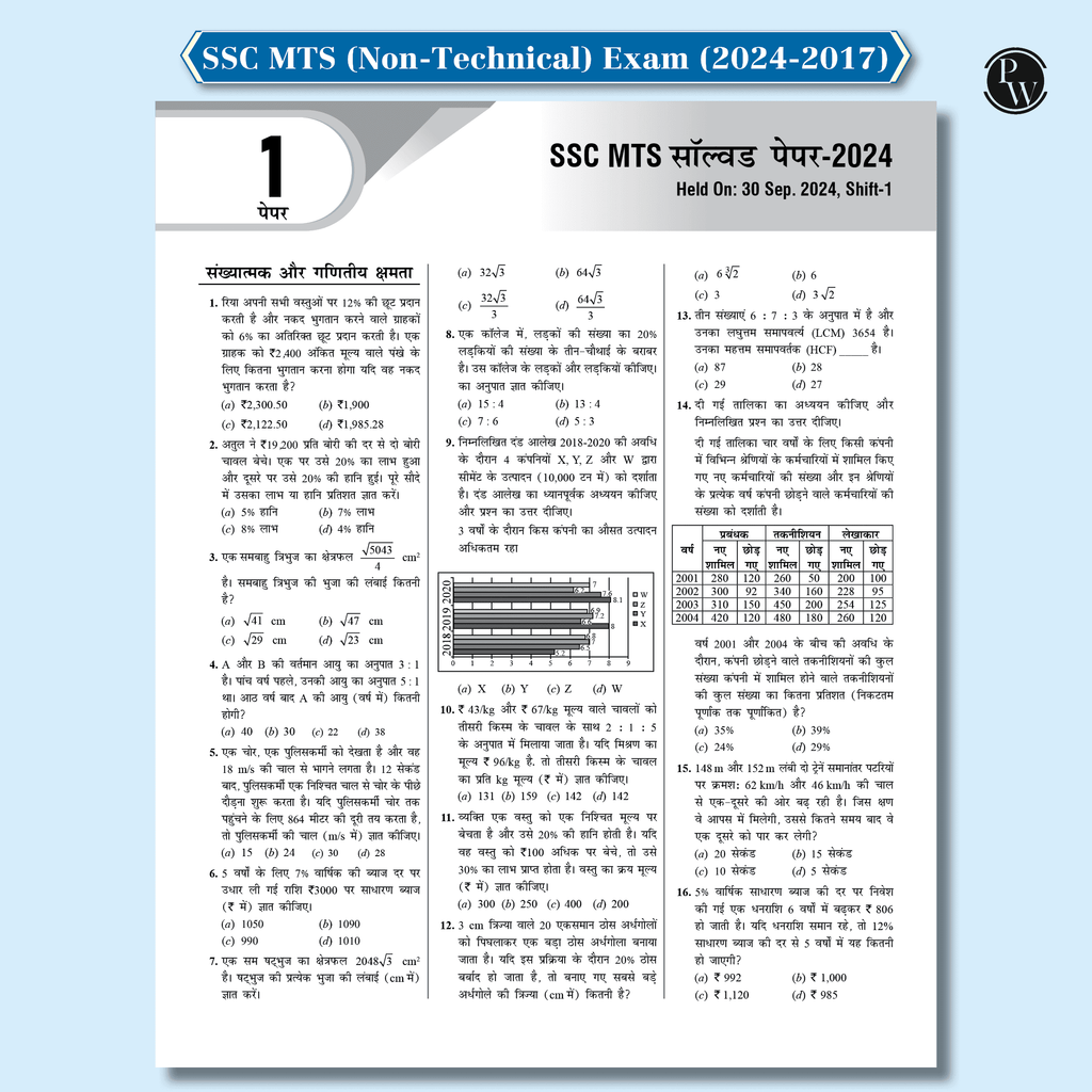 30 SSC MTS Multi Tasking (Non-Technical) Staff and Havaldar Previous Solved Papers (2024 -2017) with 5 Online Mock Tests For Exam 2025-26