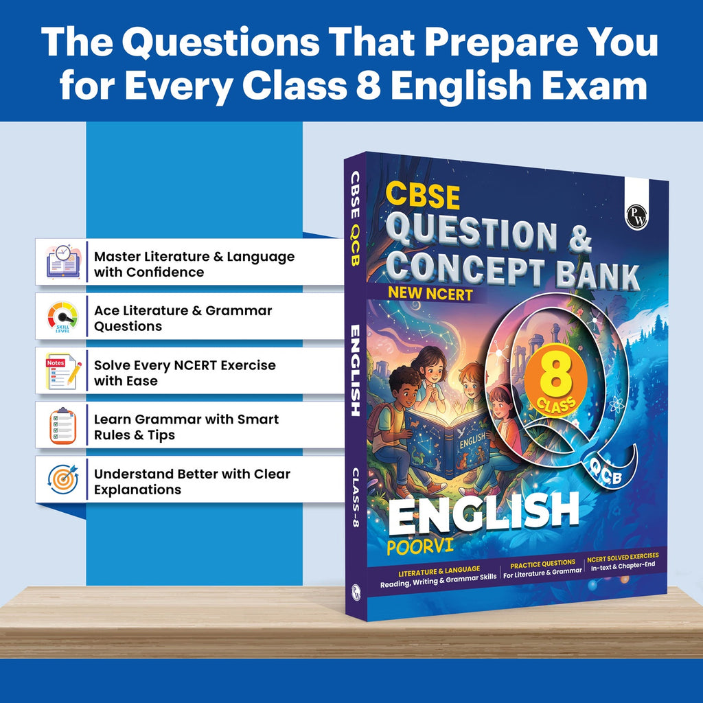PW Concept & Question Bank Class 8 New NCERT English (Poorvi) for 2026 Exams| NCERT Exercises with Detailed Solutions | Literature & Language (Reading, Writing & Grammar) Practice Questions