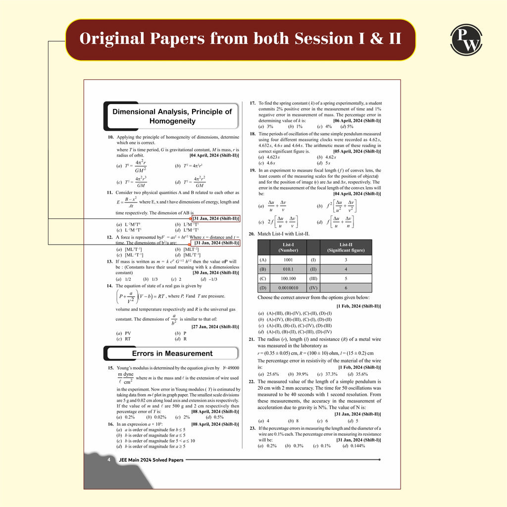 JEE Main 2024 Solved Papers All 20 Sets Chapterwise and Topicwise PYQs with Video Solutions