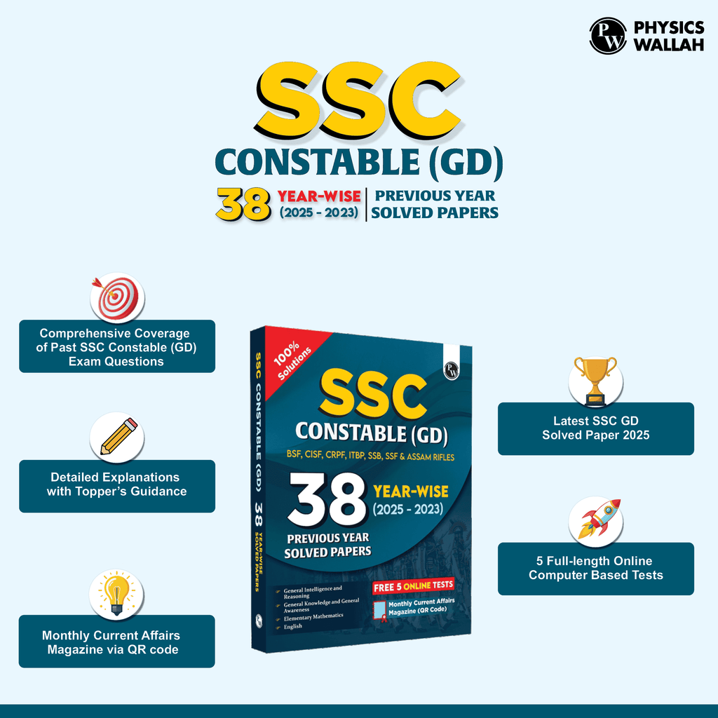 SSC Constable GD Exam 2025 | 38 Previous Year-wise Solved Papers (PYQs) (2023- 2025) with FREE 5 Online Practice Sets | BSF, CISF, CRPF, ITBP, SSB, SSF & Assam Rifles