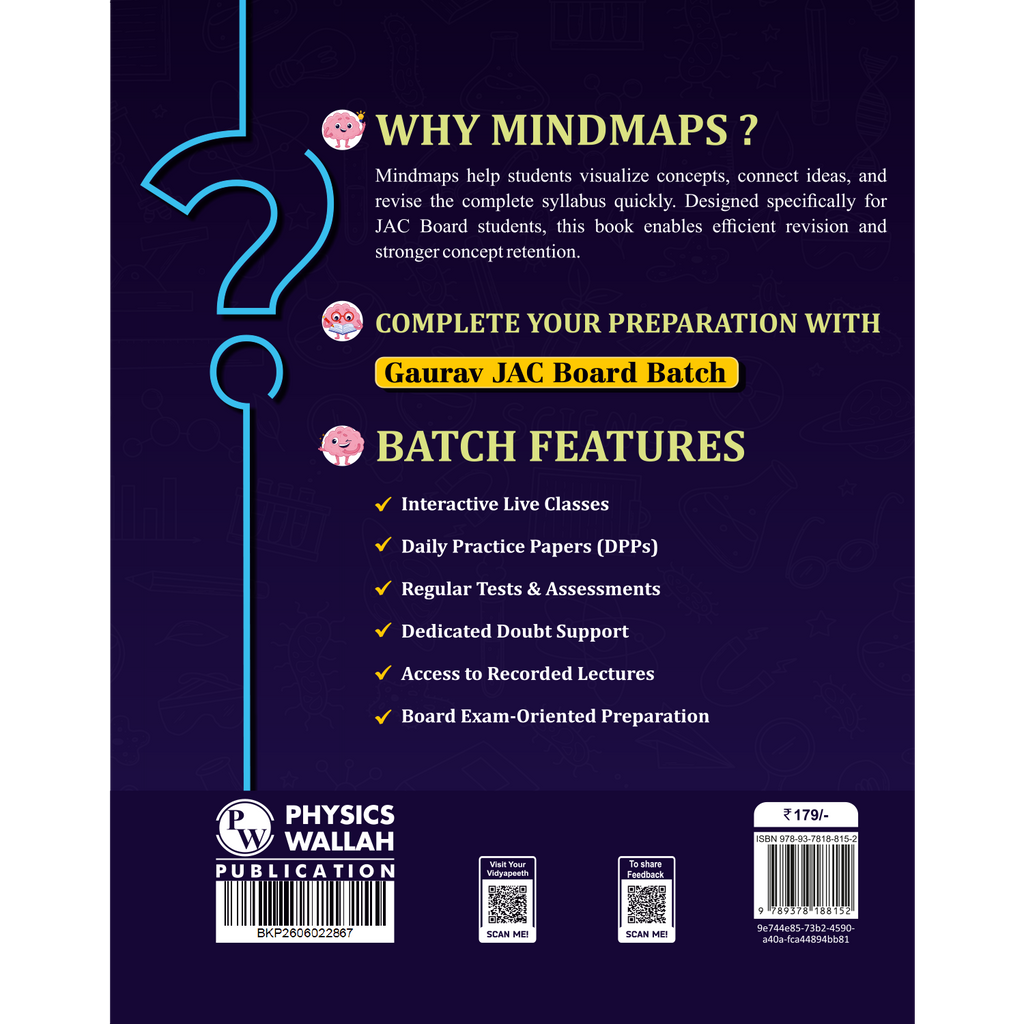 PW JAC Board Class 12 Mind Map | Based on Latest JAC Board Syllabus | Physics, Chemistry, Maths & Biology | Smart Revision for Maximum Marks