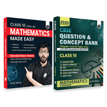 CBSE Class 10 Mathematics Made Easy Handwritten Notes with Question & Concept Bank (QCB) Maths (Standard) By Ritik Mishra Combo Set of 2 Books For 2025-2026 Board Exams