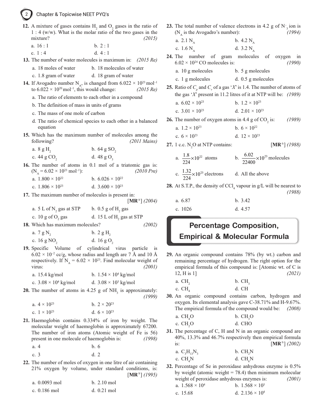 37 Years NEET Previous Year Solved Question Papers Chemistry PYQs Chapterwise Topicwise Solutions For NEET Exam 2025 with Newly Added Topics