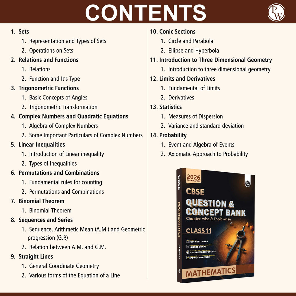 CBSE Question & Concept Bank (QCB) Class 11 Mathematics Chapter-wise and Topic-wise Solved Questions For 2026 Exams with Competency Based Question