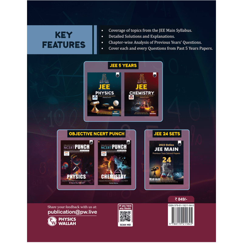 JEE 5 Years (2019-2023) JEE Main Mathematics All Shifts Past 5 Years 104 Papers Question Chapterwise & Topicwise Fully solved PYQs + 5 Years Advanced solved Questions