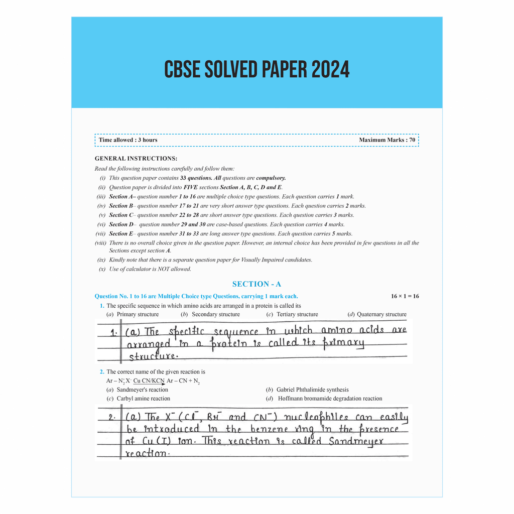 CBSE Question & Concept Bank (QCB) Class 12 Chemistry 2024 - 2025 Chapter-wise and Topic-wise Solved Questions
