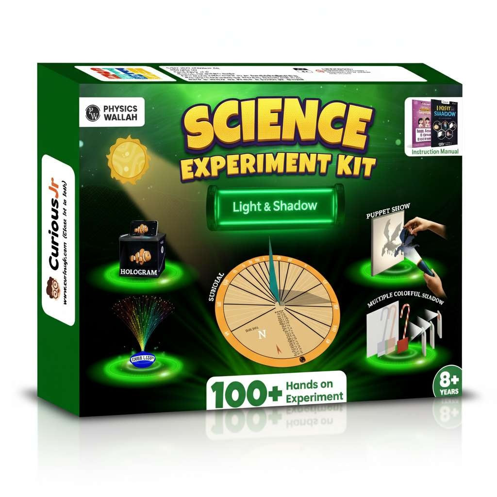 Curious Jr. Light, Shadow & Optical Instruments Project Kit for Kids Ages 8, 9, 10, 11, 12, 13, 14 Years | STEM Learning & Educational Toy, Kit| Kaleidoscope | Periscope | Pinhole camera