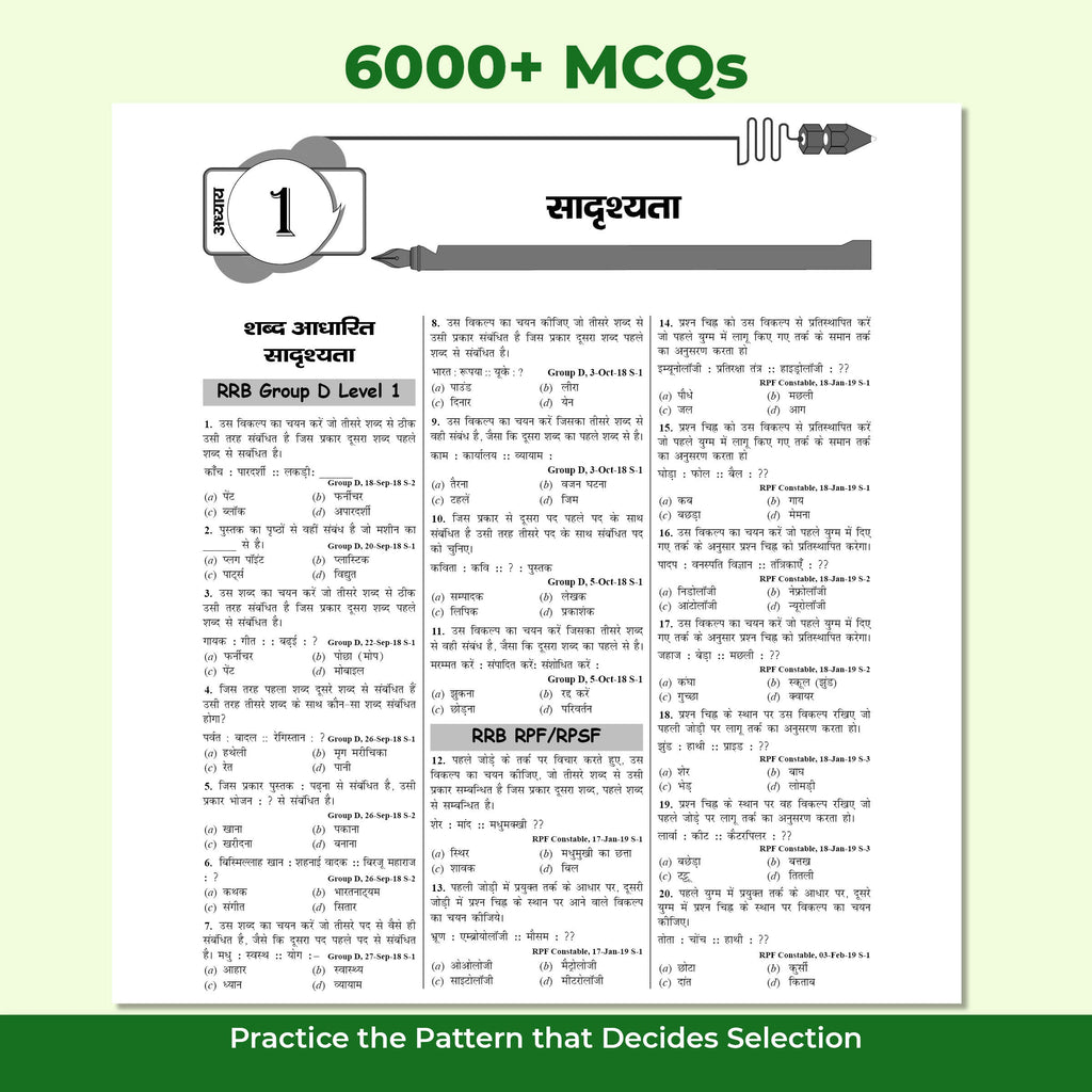 Railway Game Changer Reasoning (Hindi) 6000+ PYQ For 2026 Exams | Chapter, Topic & Exam-wise Past Year Questions (PYQs) | Group D, NTPC G, NTPC UG, RPF, ALP CBT-1 Exams
