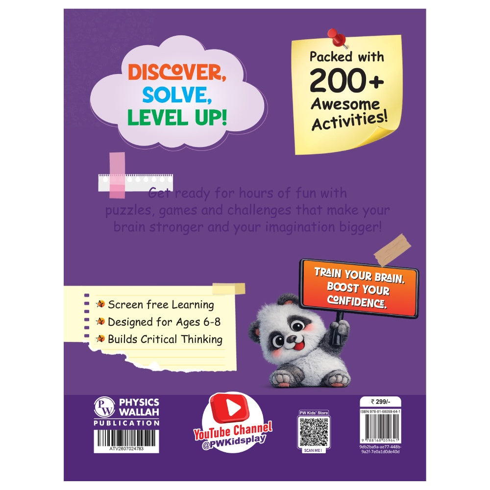 200+ Brain Games Activity Book For Kids 6 to 8 Years Old | Mazes & Puzzles, Maths Jokes, Riddles, Tongue Twisters, Guess the Words, Logical Reasoning, Fun Brain Teasing Educational Book - PW Kids